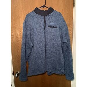 Eddie Bauer Mens Snap Button Pocket 1/4 Zip Sweater Fleece Pullover Blue XXL